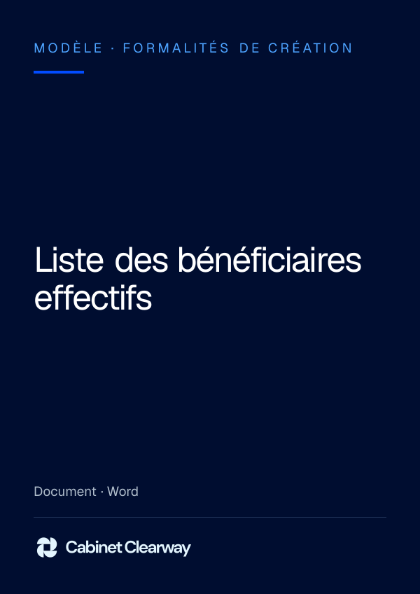Couverture du modèle « Liste des bénéficiaires effectifs »